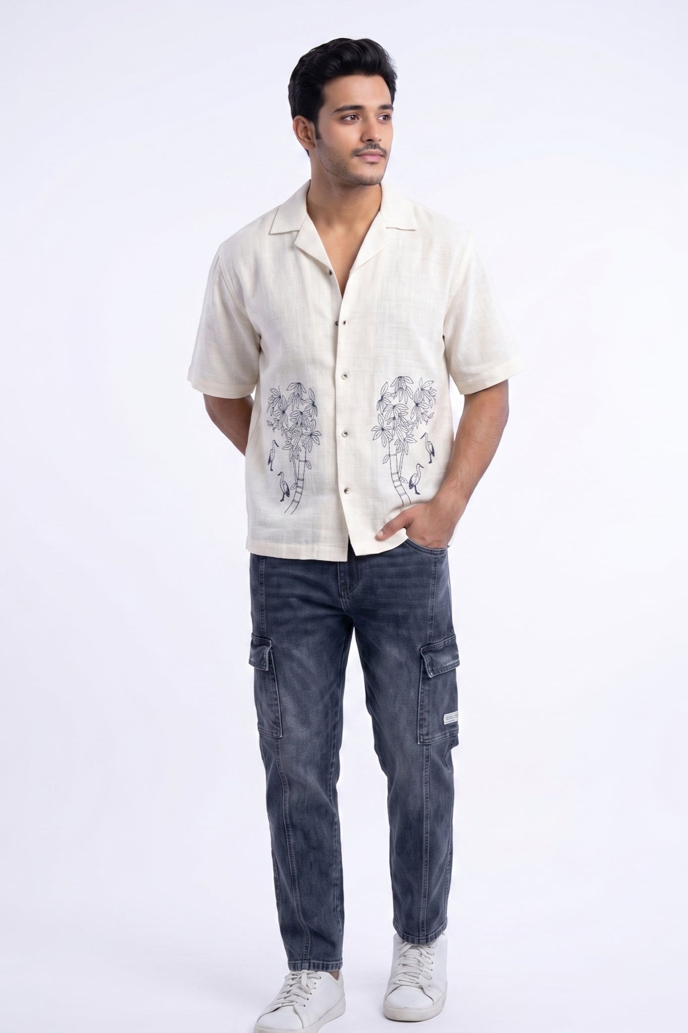 WHITE OFF BEAT LUXE LINEN SHIRT
