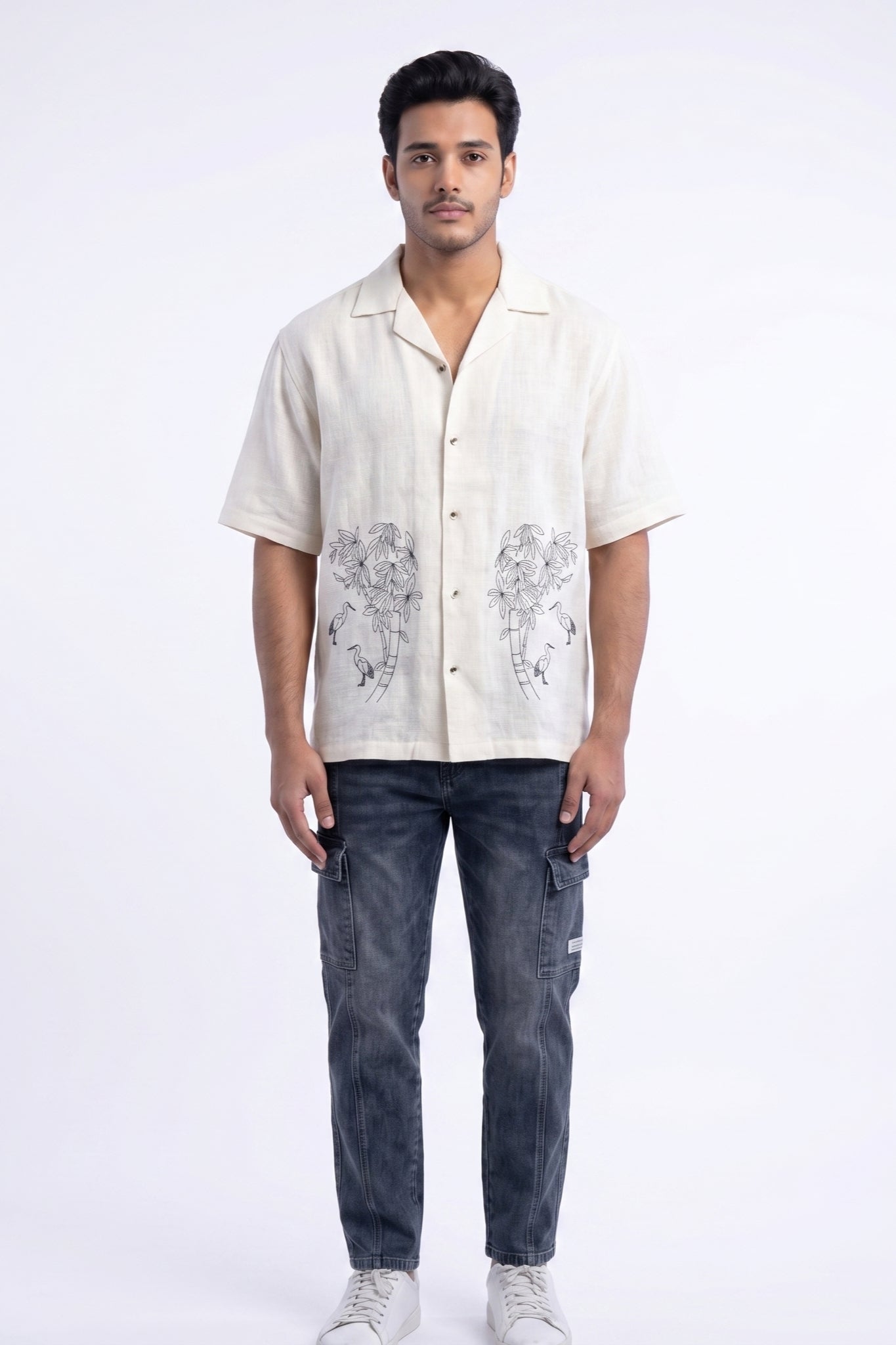 WHITE OFF BEAT LUXE LINEN SHIRT