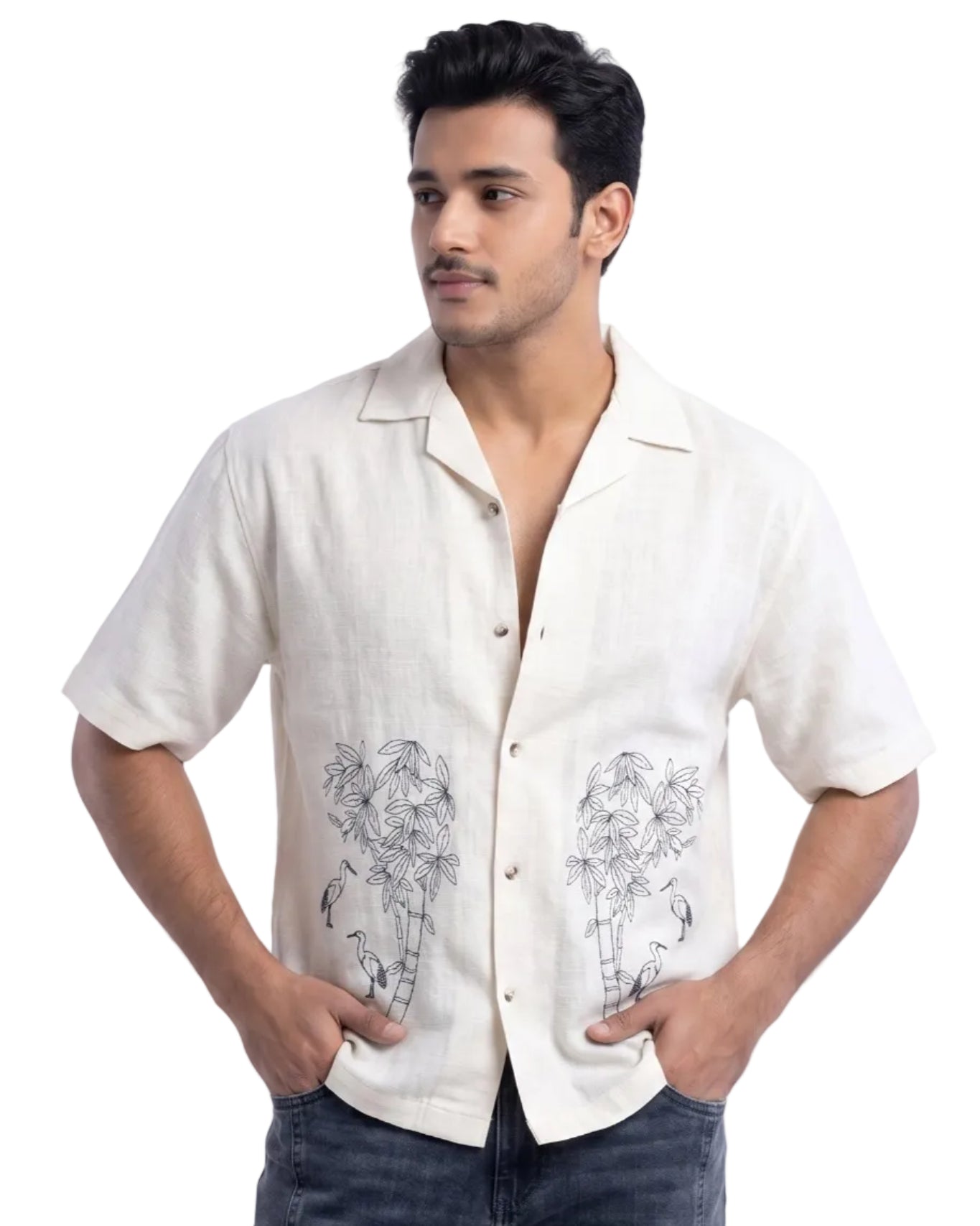 WHITE OFF BEAT LUXE LINEN SHIRT