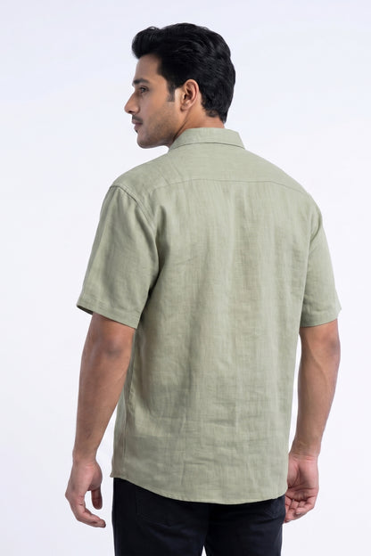 GREEN WOW CORE LINEN SHIRT