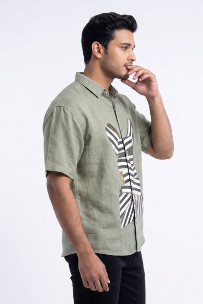GREEN WOW CORE LINEN SHIRT