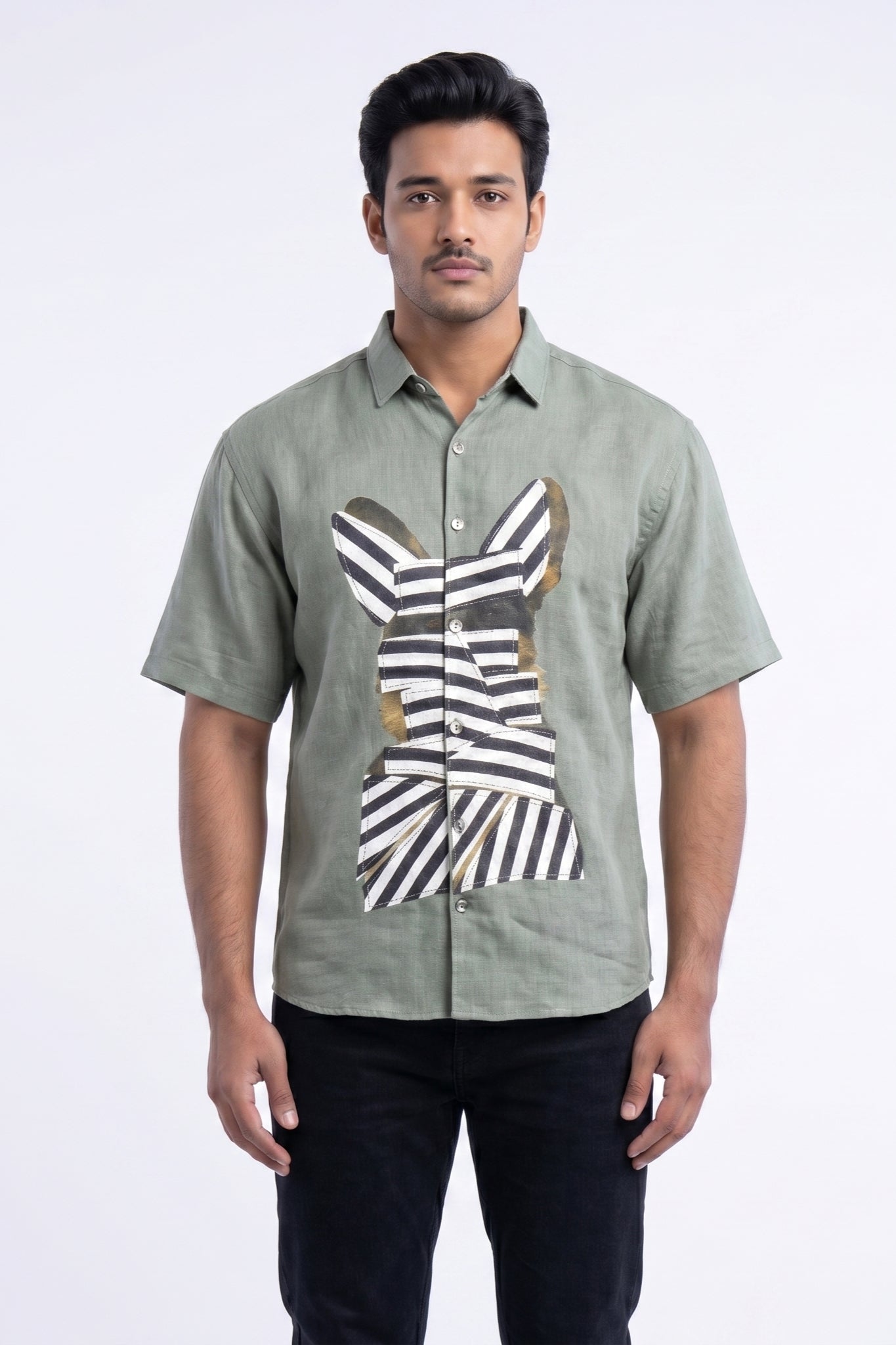 GREEN WOW CORE LINEN SHIRT