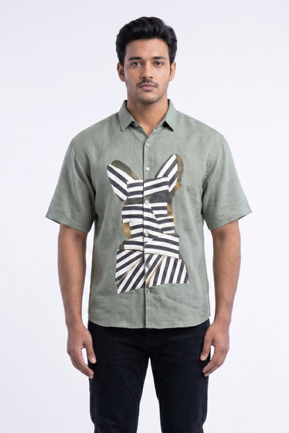 GREEN WOW CORE LINEN SHIRT