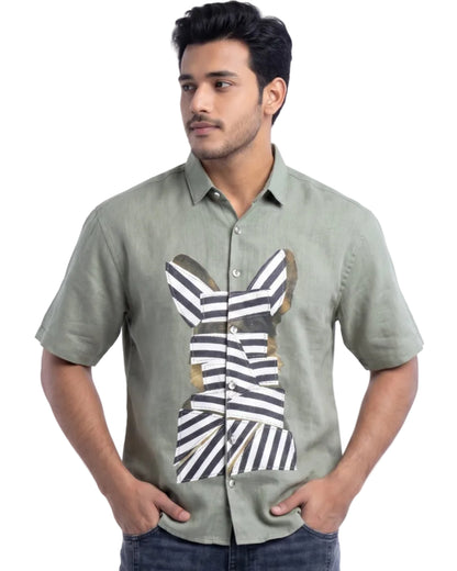 GREEN WOW CORE LINEN SHIRT