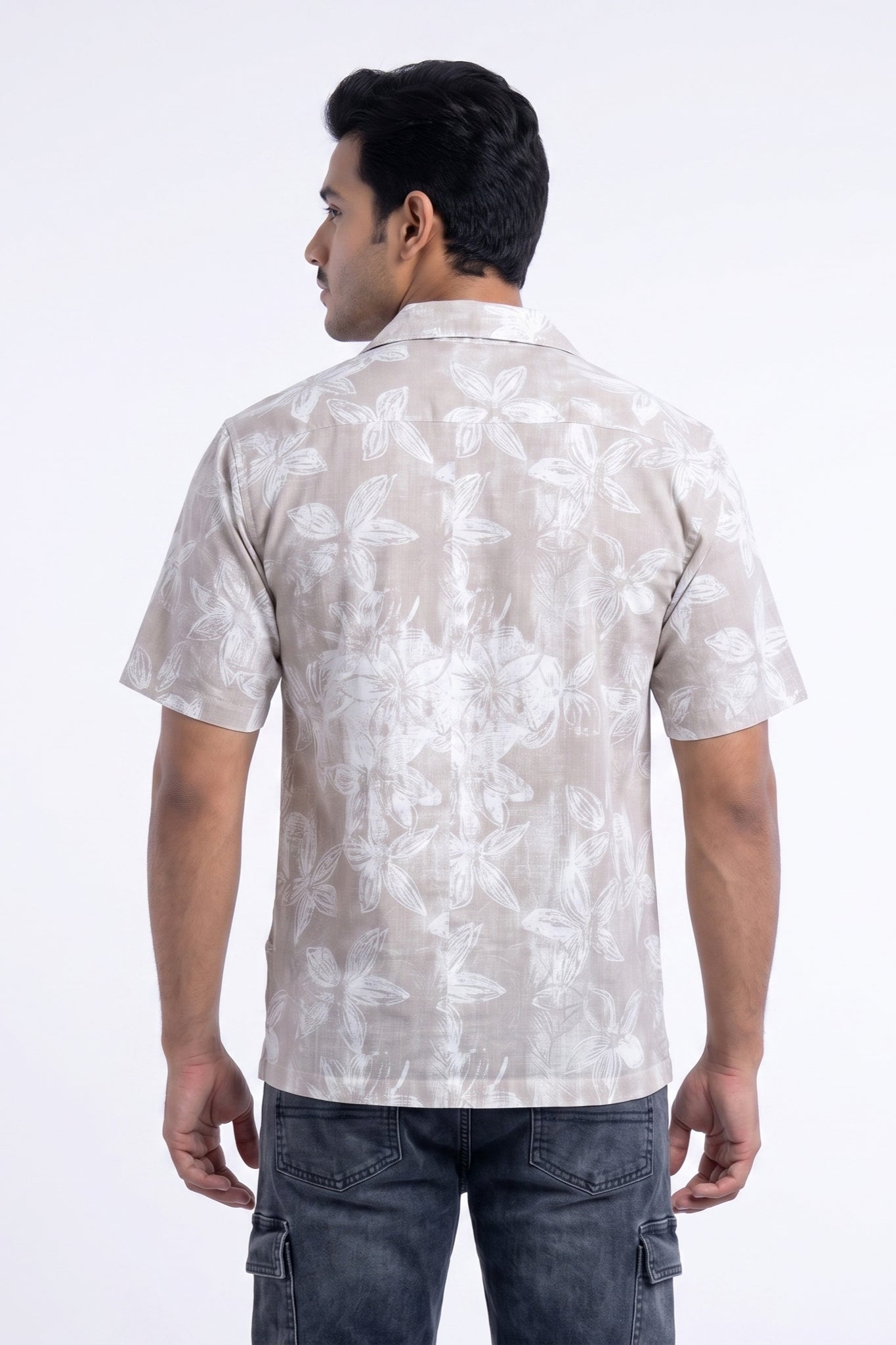 BEIGE FLORAL STATIC DRIP SHIRT