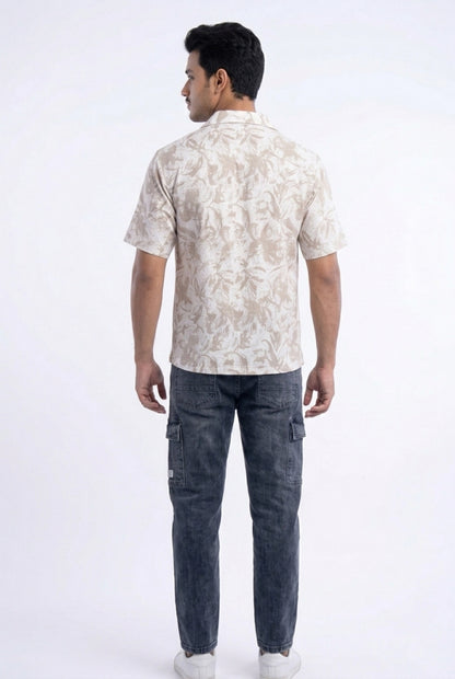 BEIGE ABSTRACT STATIC DRIP SHIRT