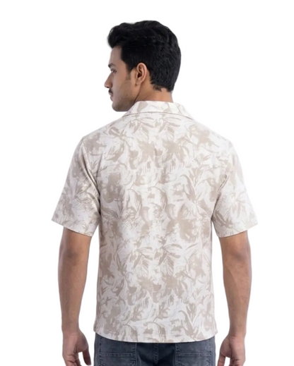BEIGE ABSTRACT STATIC DRIP SHIRT