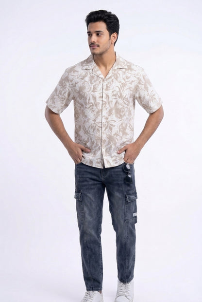 BEIGE ABSTRACT STATIC DRIP SHIRT