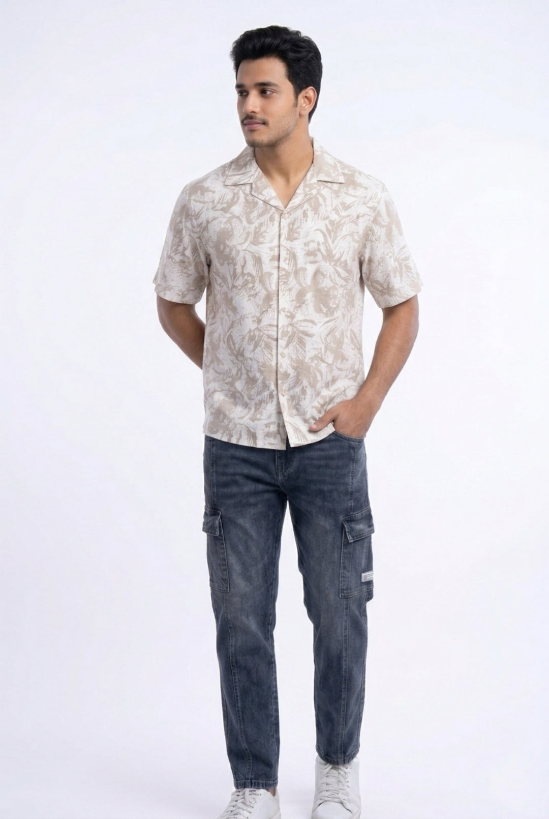 BEIGE ABSTRACT STATIC DRIP SHIRT