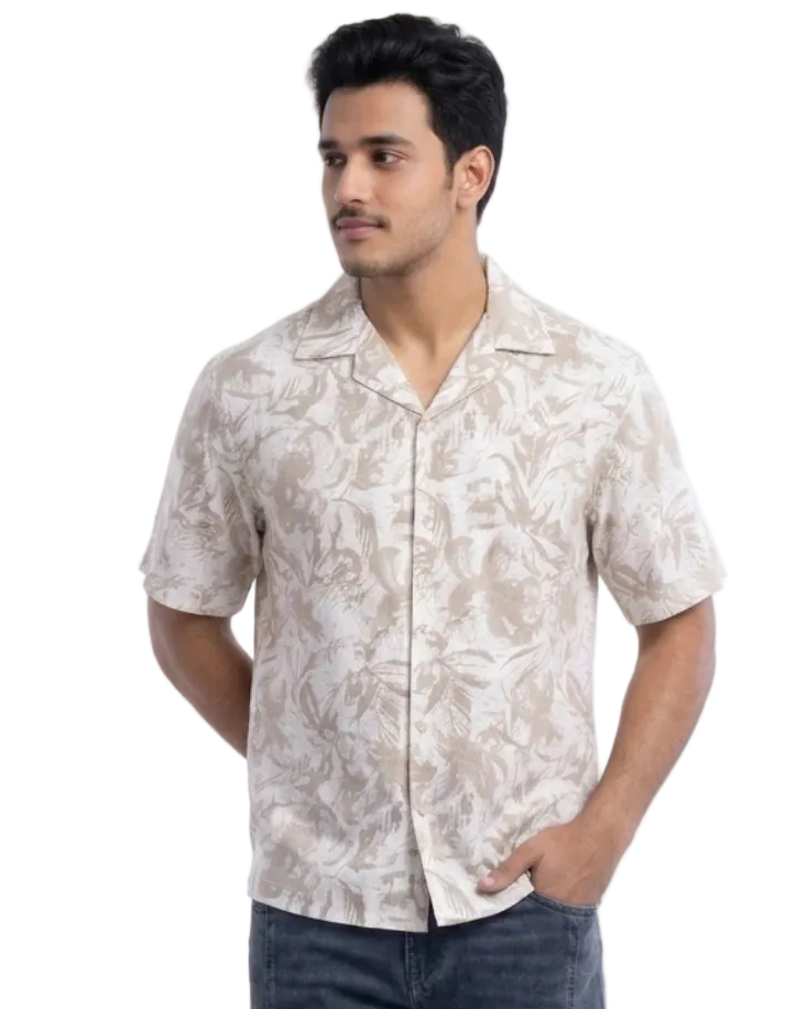 BEIGE ABSTRACT STATIC DRIP SHIRT