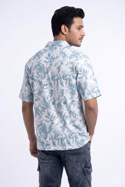 BLUE ABSTRACT STATIC DRIP SHIRT