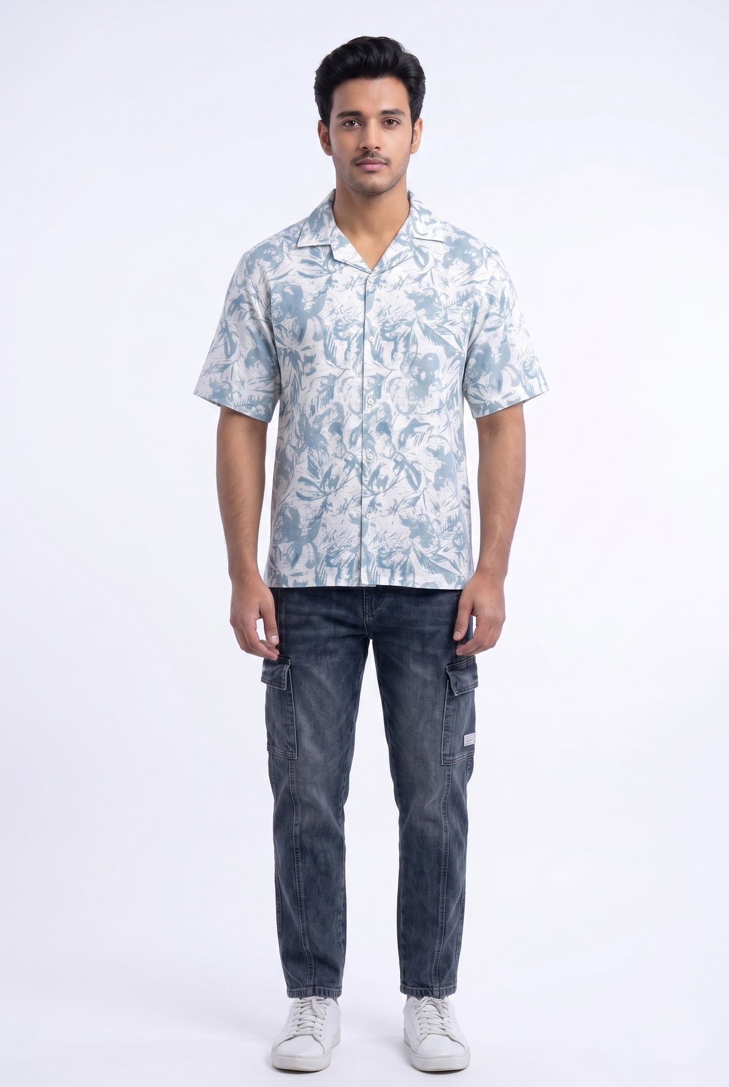 BLUE ABSTRACT STATIC DRIP SHIRT
