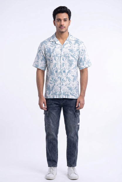BLUE ABSTRACT STATIC DRIP SHIRT