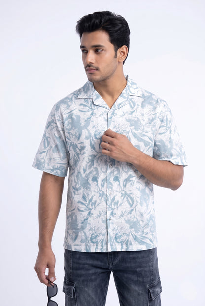 BLUE ABSTRACT STATIC DRIP SHIRT