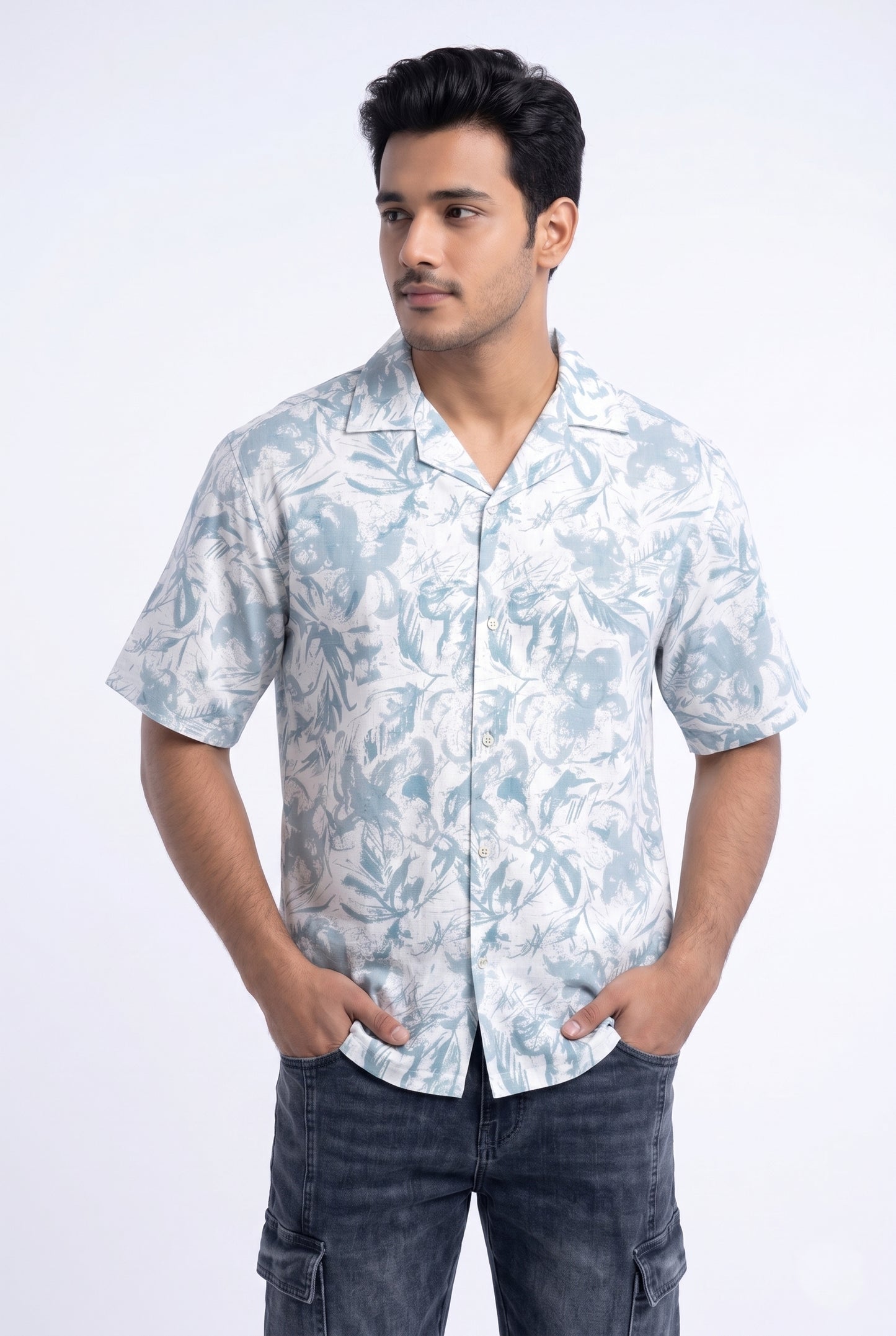 BLUE ABSTRACT STATIC DRIP SHIRT