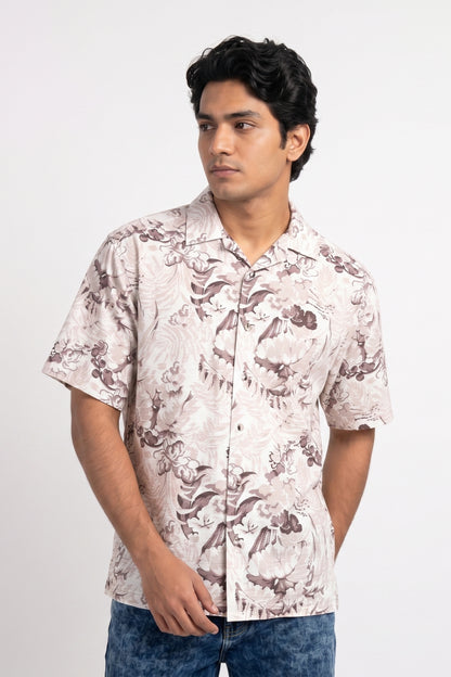 PASTEL BROWN ABSTRACT STATIC DRIP SHIRT