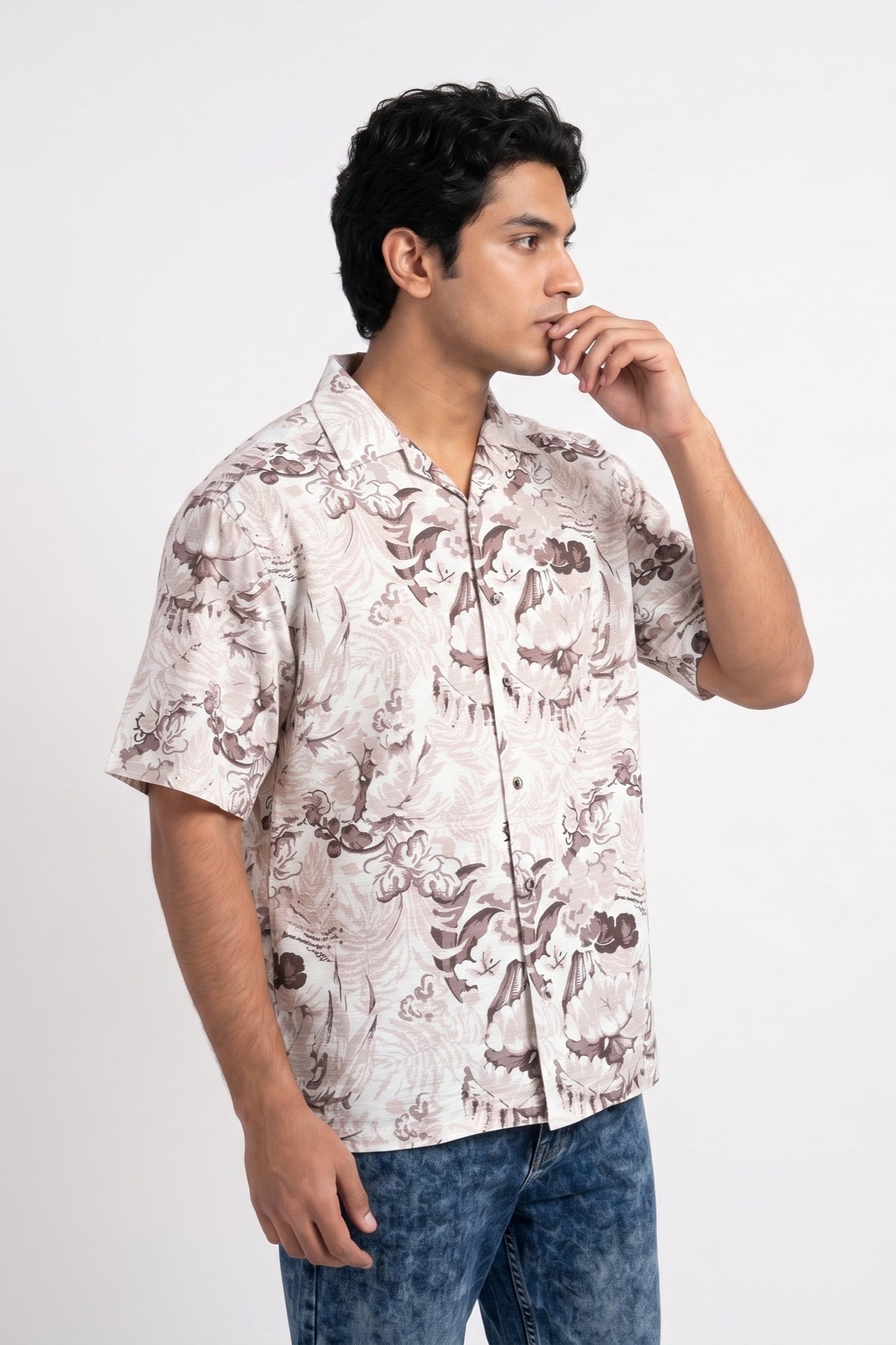 PASTEL BROWN ABSTRACT STATIC DRIP SHIRT