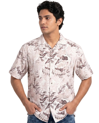 PASTEL BROWN ABSTRACT STATIC DRIP SHIRT