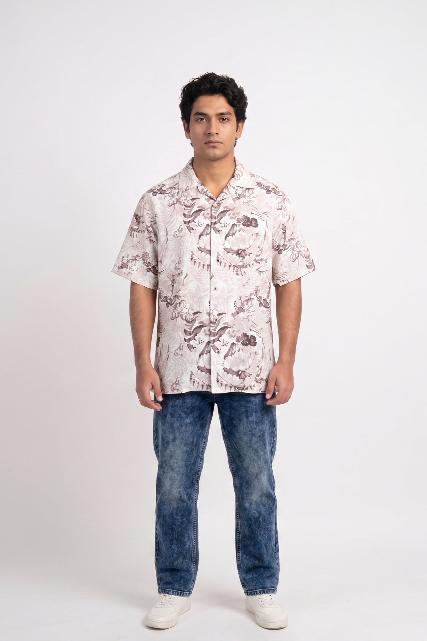 PASTEL BROWN ABSTRACT STATIC DRIP SHIRT