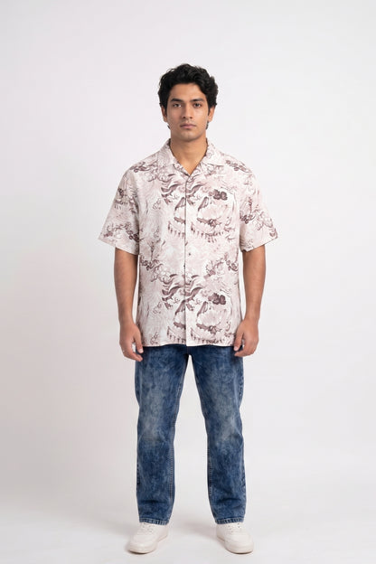 PASTEL BROWN ABSTRACT STATIC DRIP SHIRT