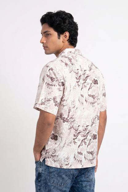 PASTEL BROWN ABSTRACT STATIC DRIP SHIRT