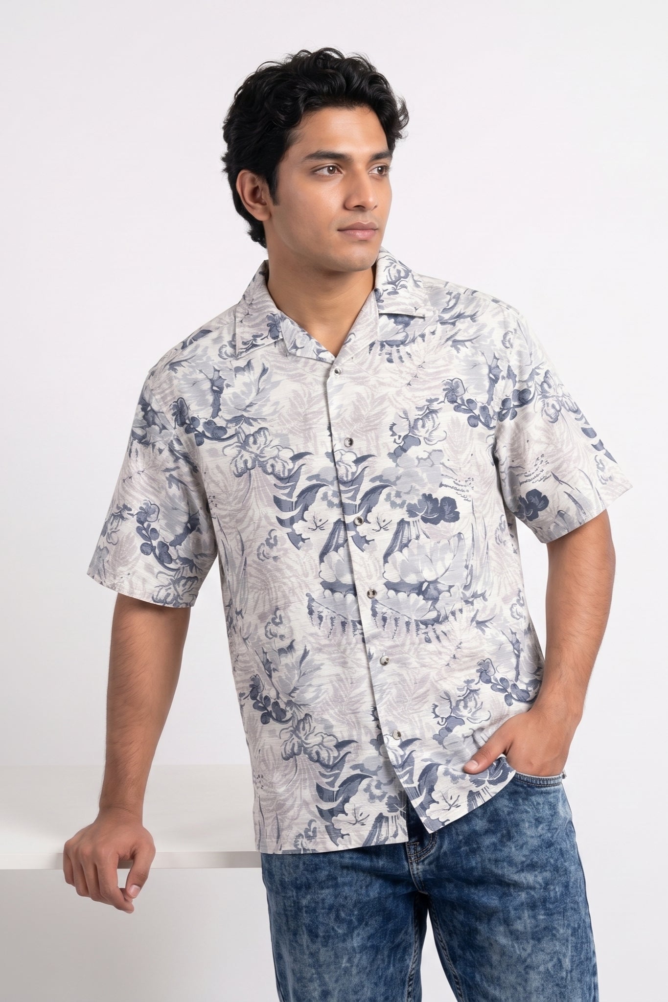 PASTEL BLUE ABSTRACT STATIC DRIP SHIRT
