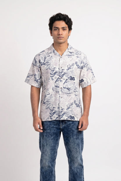 PASTEL BLUE ABSTRACT STATIC DRIP SHIRT