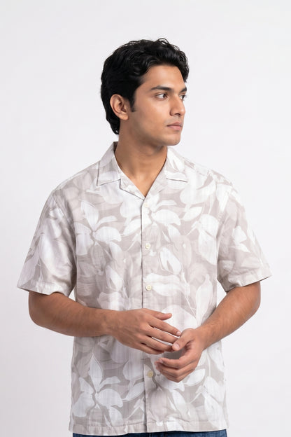 PASTEL GRAY STATIC DRIP LEAVES SHIRT