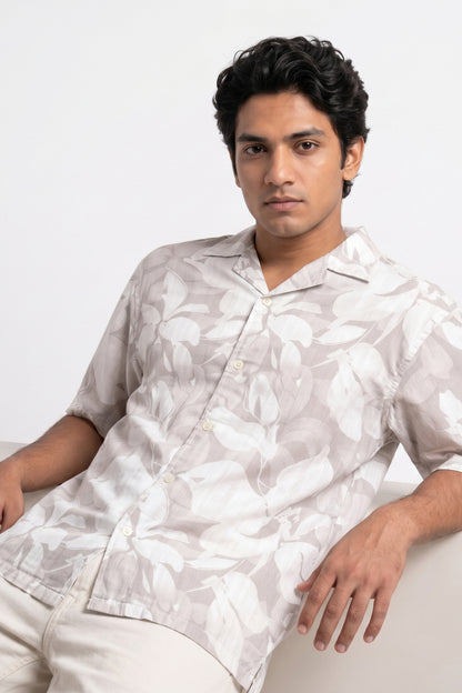PASTEL GRAY STATIC DRIP LEAVES SHIRT