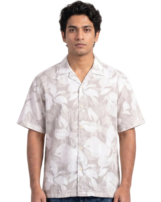 PASTEL GRAY STATIC DRIP LEAVES SHIRT