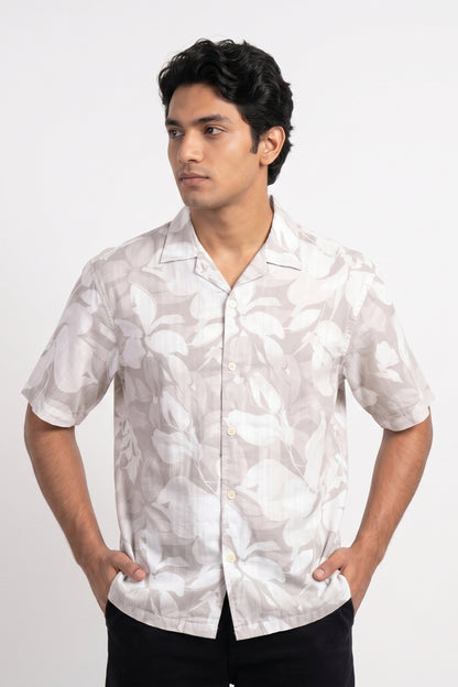 PASTEL GRAY STATIC DRIP LEAVES SHIRT