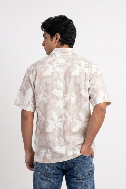 BEIGE STATIC DRIP LEAVES SHIRT