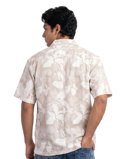 BEIGE STATIC DRIP LEAVES SHIRT