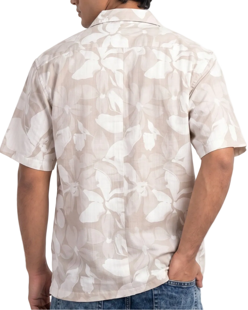 BEIGE STATIC DRIP LEAVES SHIRT
