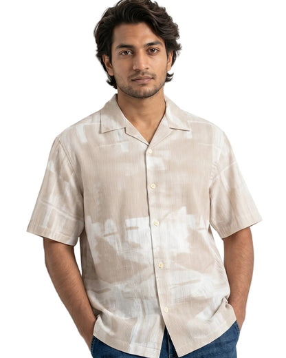 BEIGE ABSTRACT STATIC DRIP SHIRT