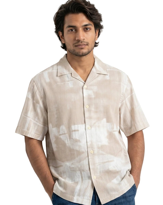 BEIGE ABSTRACT STATIC DRIP SHIRT