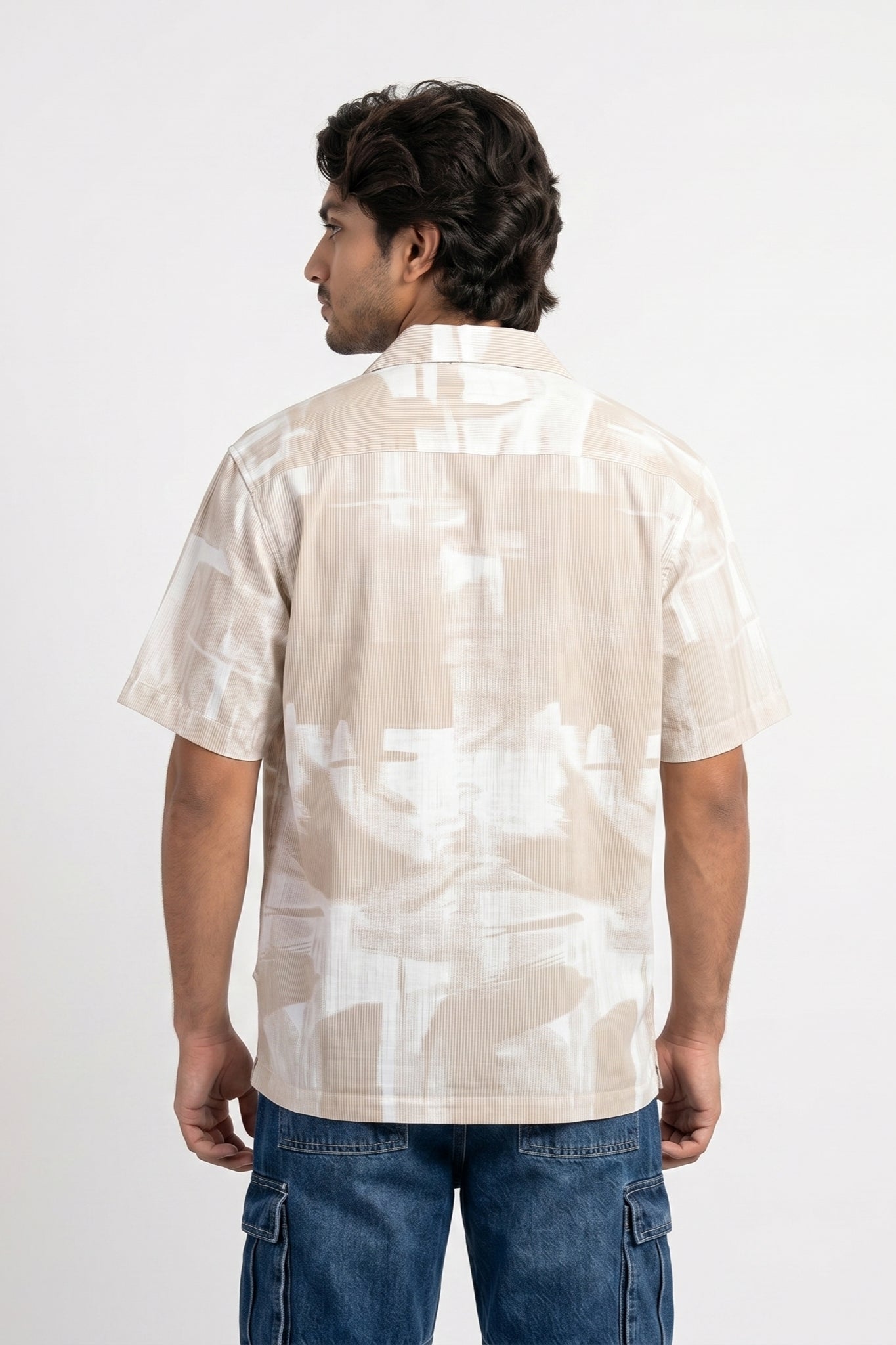 BEIGE ABSTRACT STATIC DRIP SHIRT