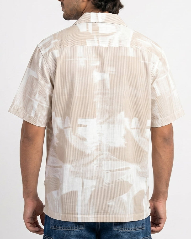 BEIGE ABSTRACT STATIC DRIP SHIRT