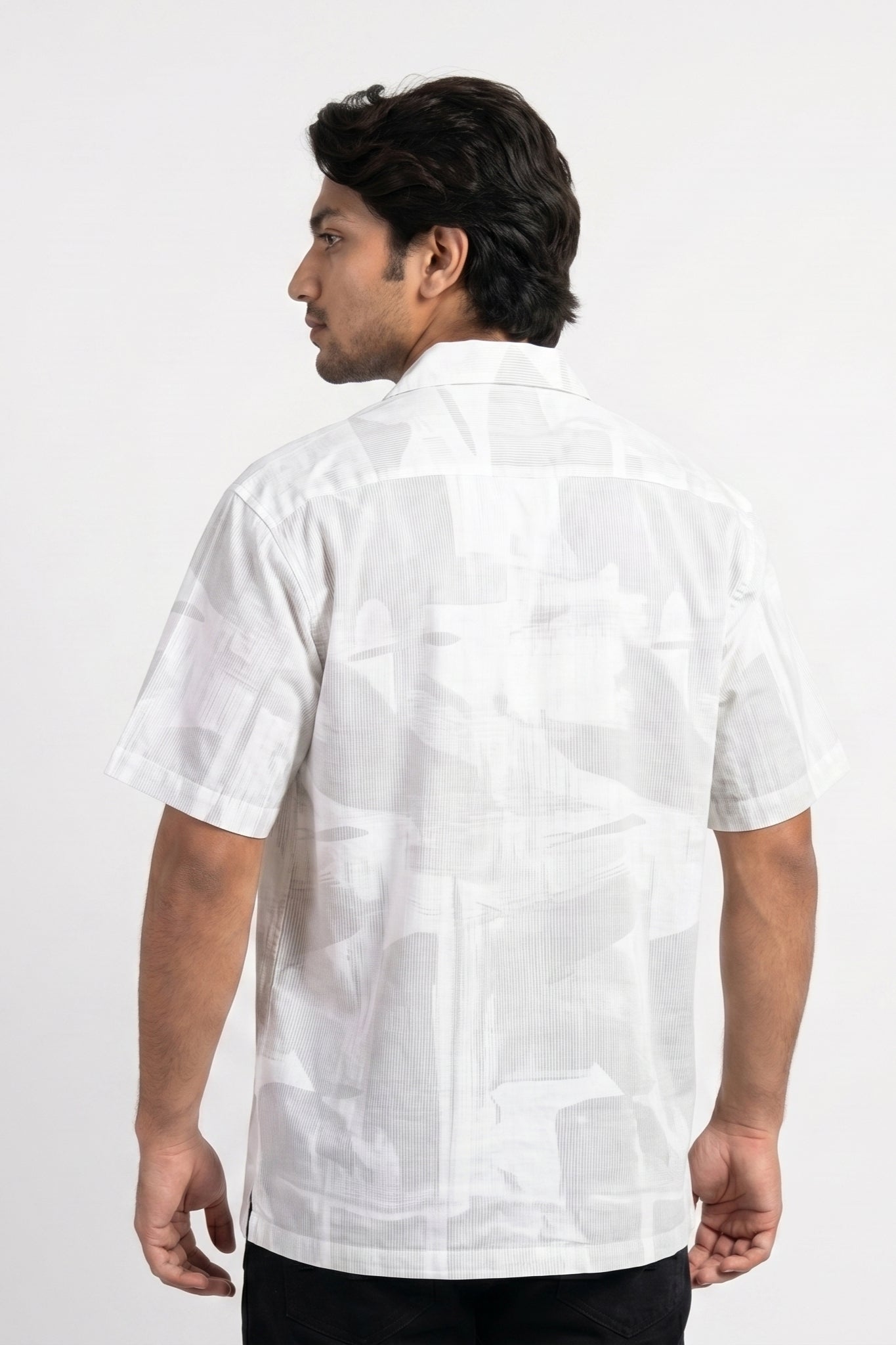 WHITE ABSTRACT STATIC DRIP SHIRT