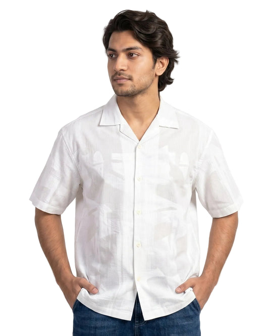WHITE ABSTRACT STATIC DRIP SHIRT