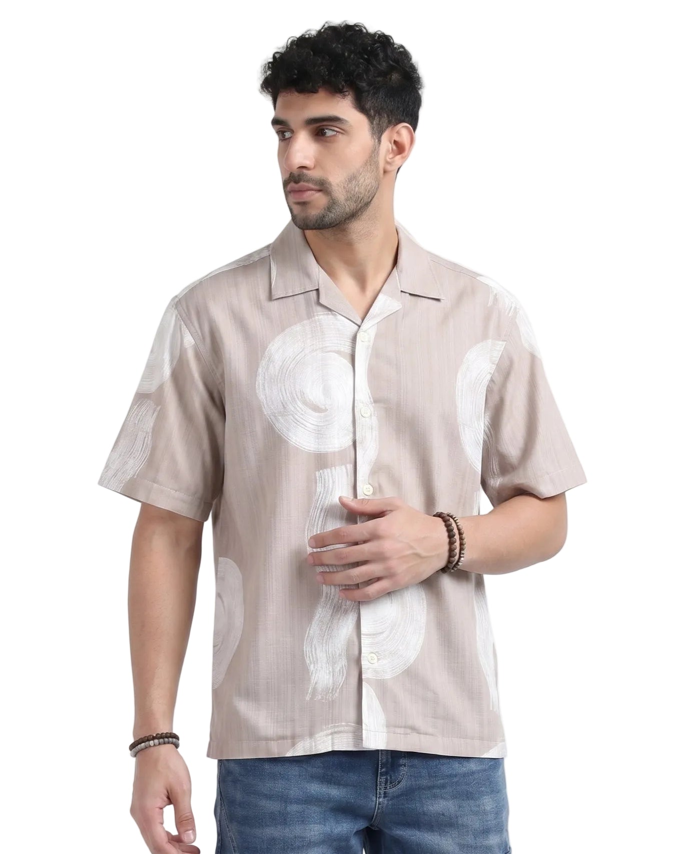 BEIGE WAVES STATIC DRIP SHIRT