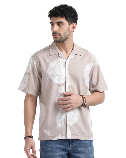BEIGE WAVES STATIC DRIP SHIRT