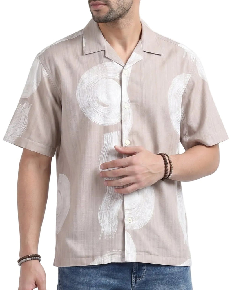 BEIGE WAVES STATIC DRIP SHIRT