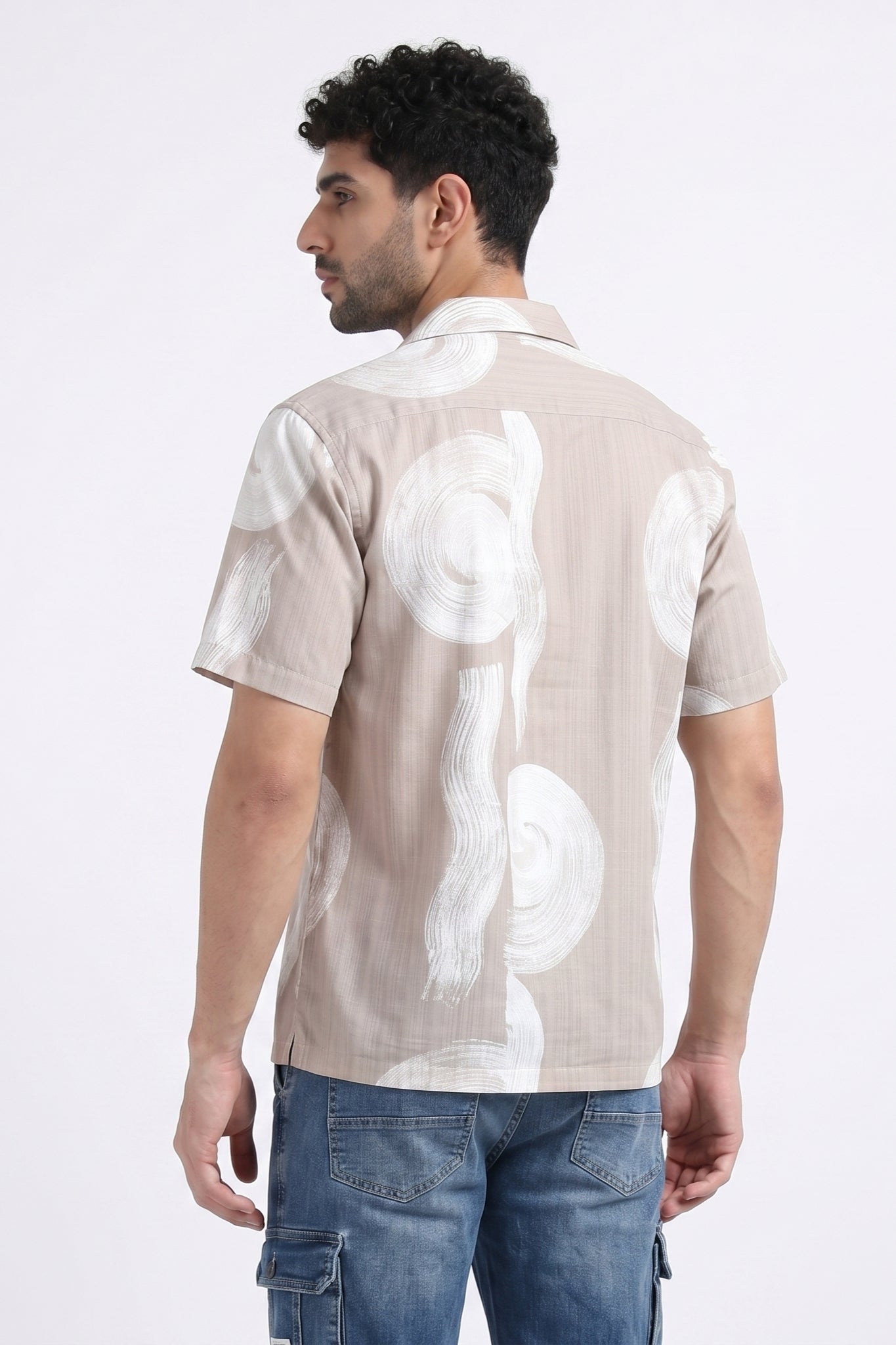 BEIGE WAVES STATIC DRIP SHIRT
