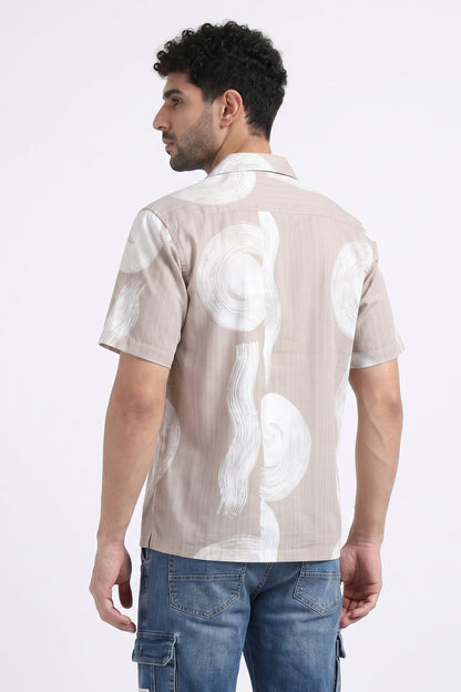 BEIGE WAVES STATIC DRIP SHIRT