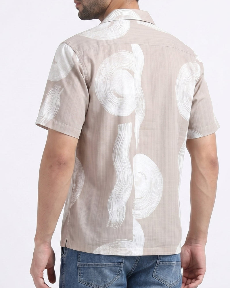 BEIGE WAVES STATIC DRIP SHIRT