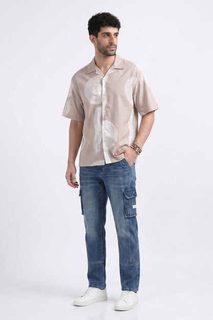 BEIGE WAVES STATIC DRIP SHIRT