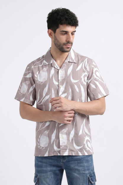 BEIGE FEATHERS STATIC DRIP SHIRT