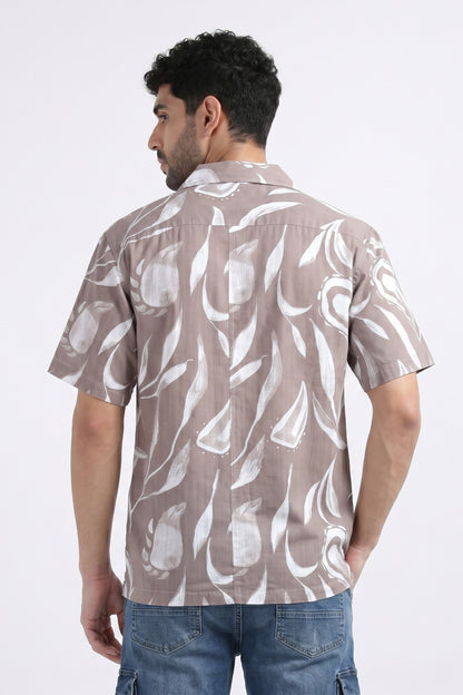 BEIGE FEATHERS STATIC DRIP SHIRT