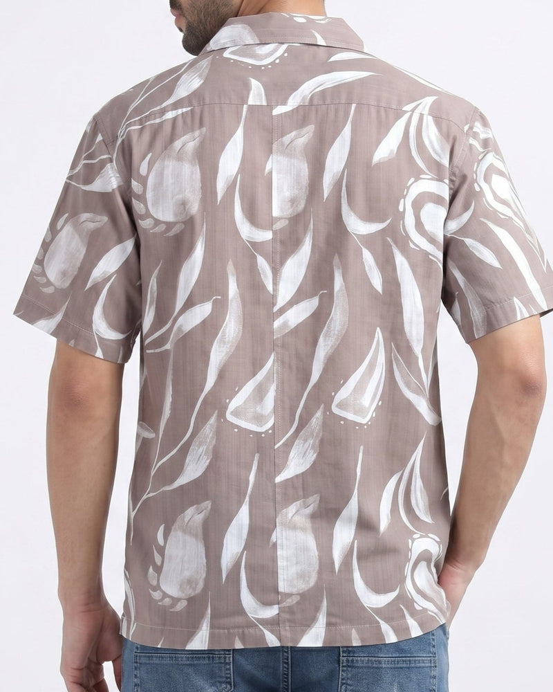 BEIGE FEATHERS STATIC DRIP SHIRT